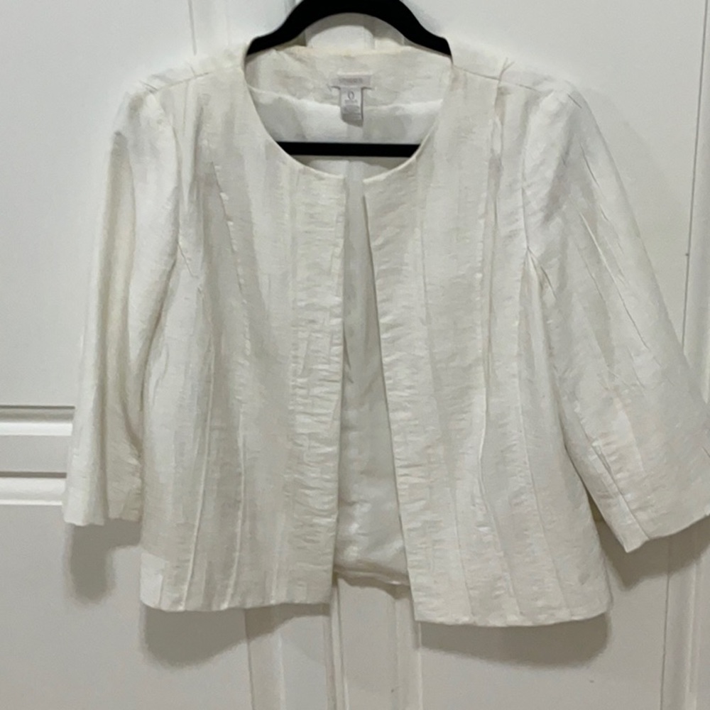 Chico's White Blazer with Three-Quarter Sleeves